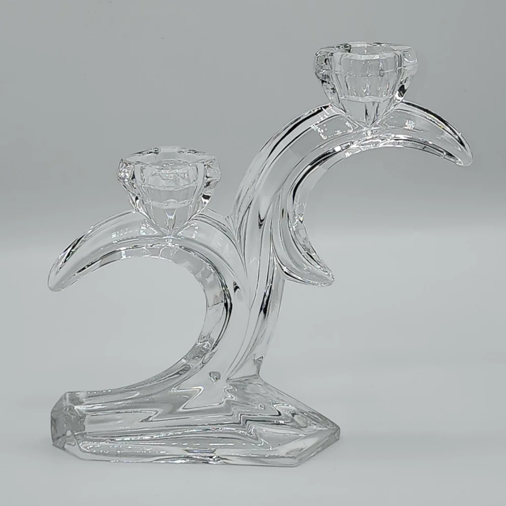 Vintage German Lead Crystal Candle Holder 7in Tall‎